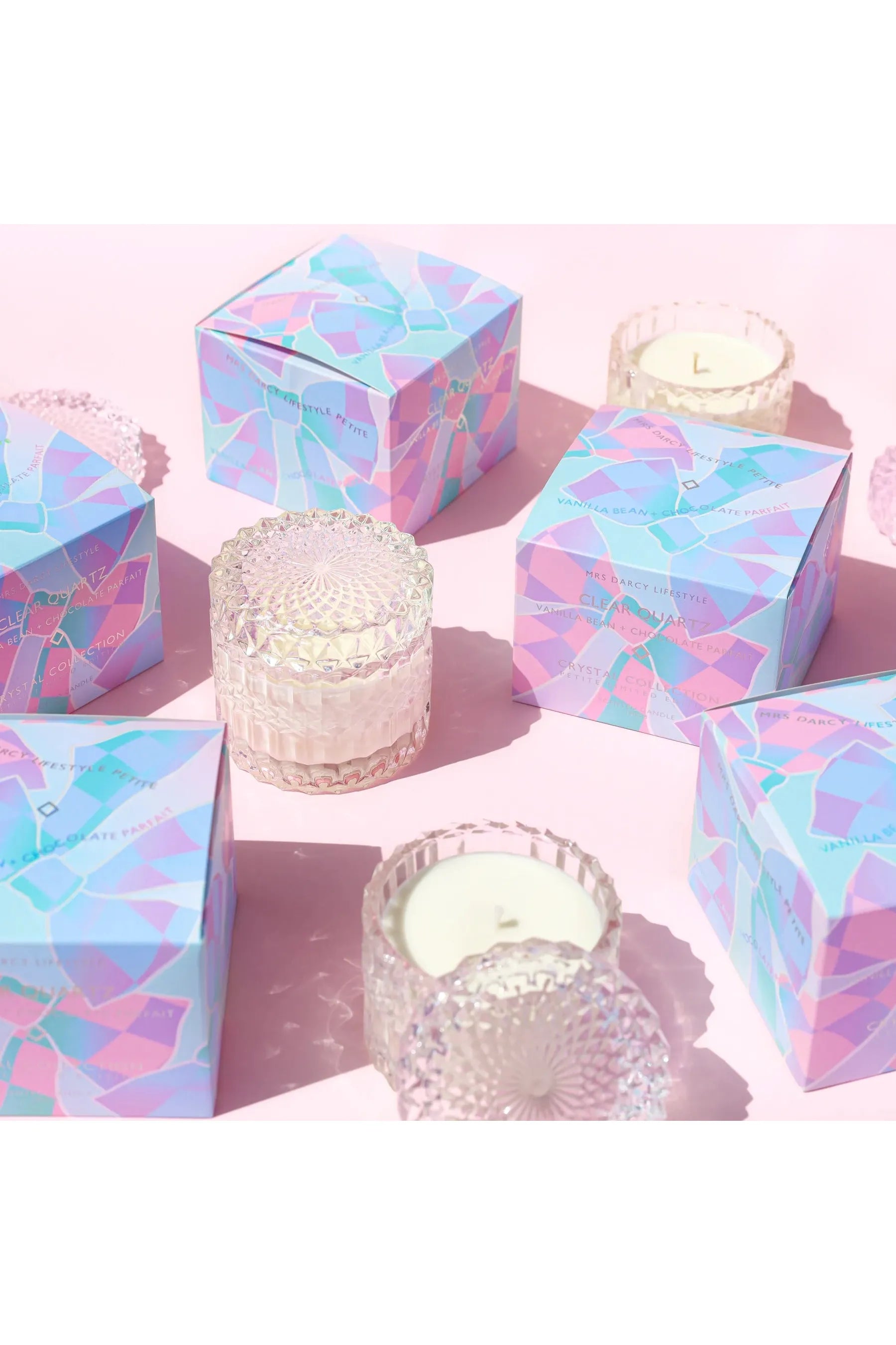 CLEAR QUARTZ CANDLE - PETITE - VANILLA BEAN + CHOCOLATE PARFAIT