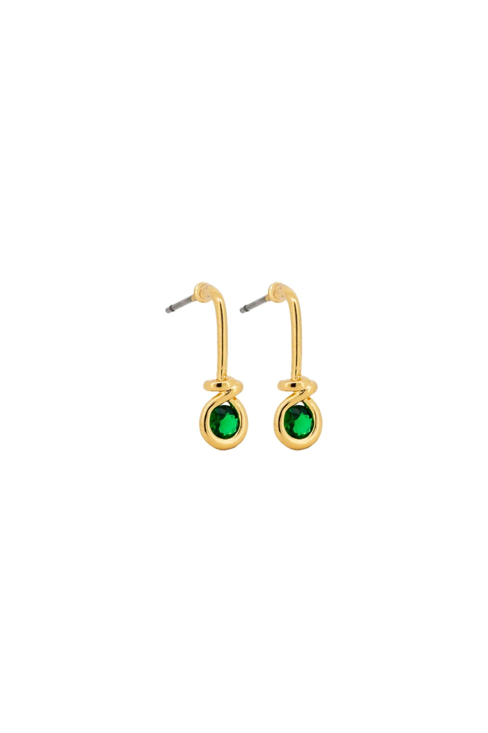 Gold Emerald Paddle Earring