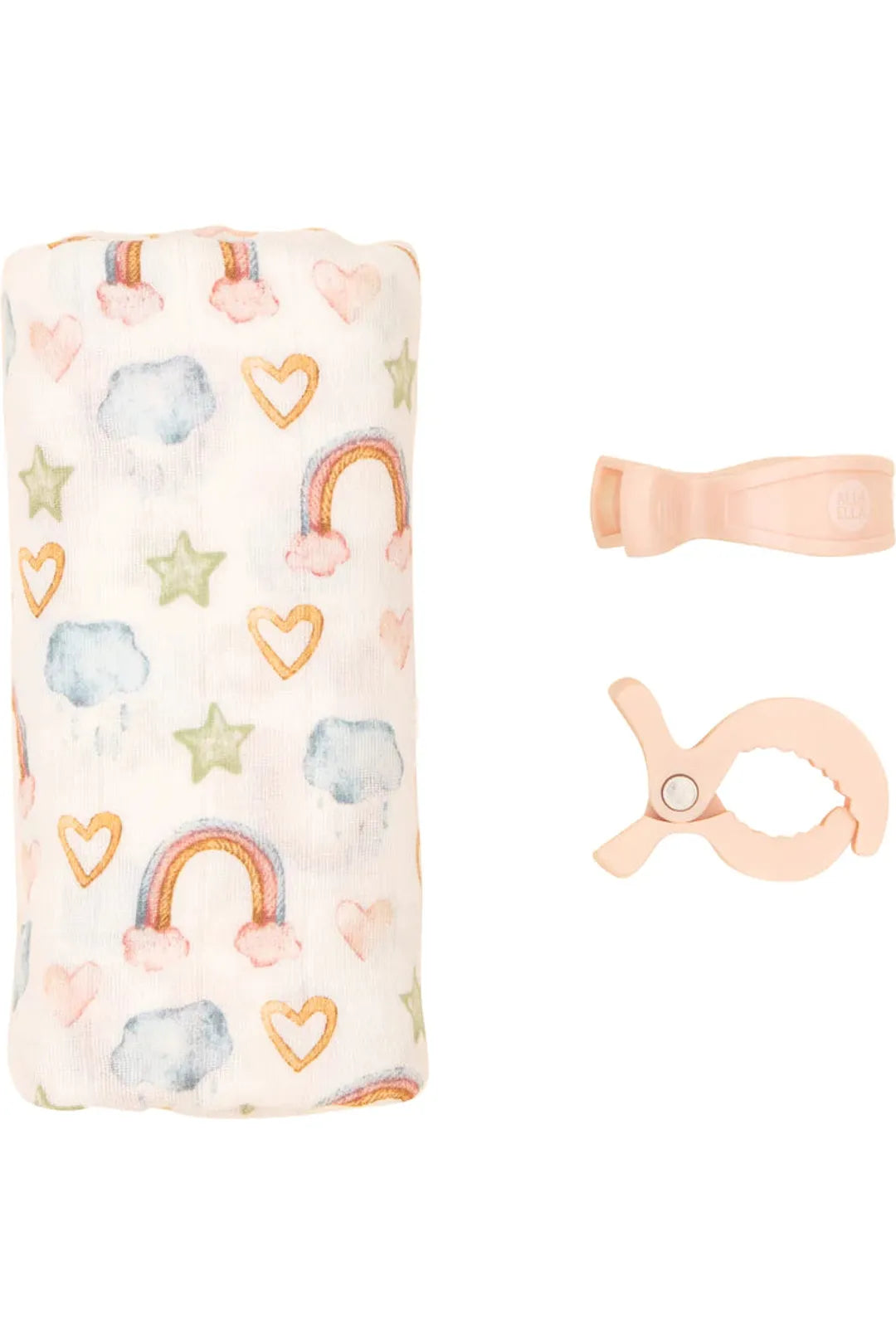 Muslin Wrap + Pram Pegs - Rainbow Dreams