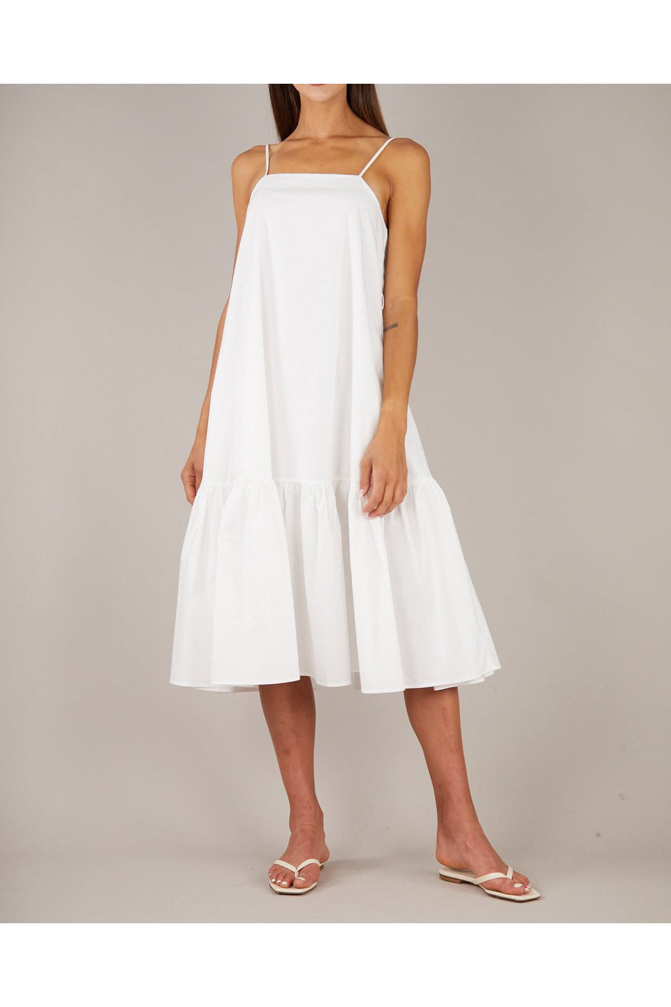 Zadie Poplin Midi Dress - White