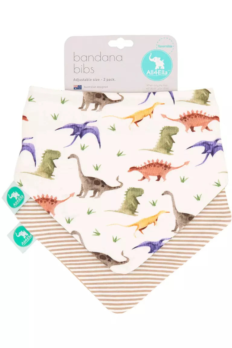 Bandana Bibs 2pk - Dinosaur