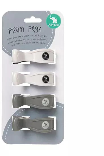 PramPegs 4 Pack - White & Grey