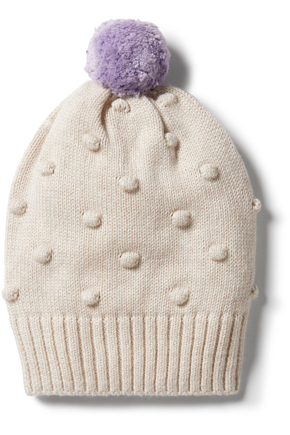 Knitted Spot Jacquard Hat - Oatmeal Melange