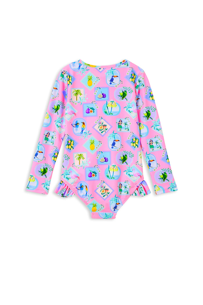 Pink Resort Long Sleeve Swimsuit