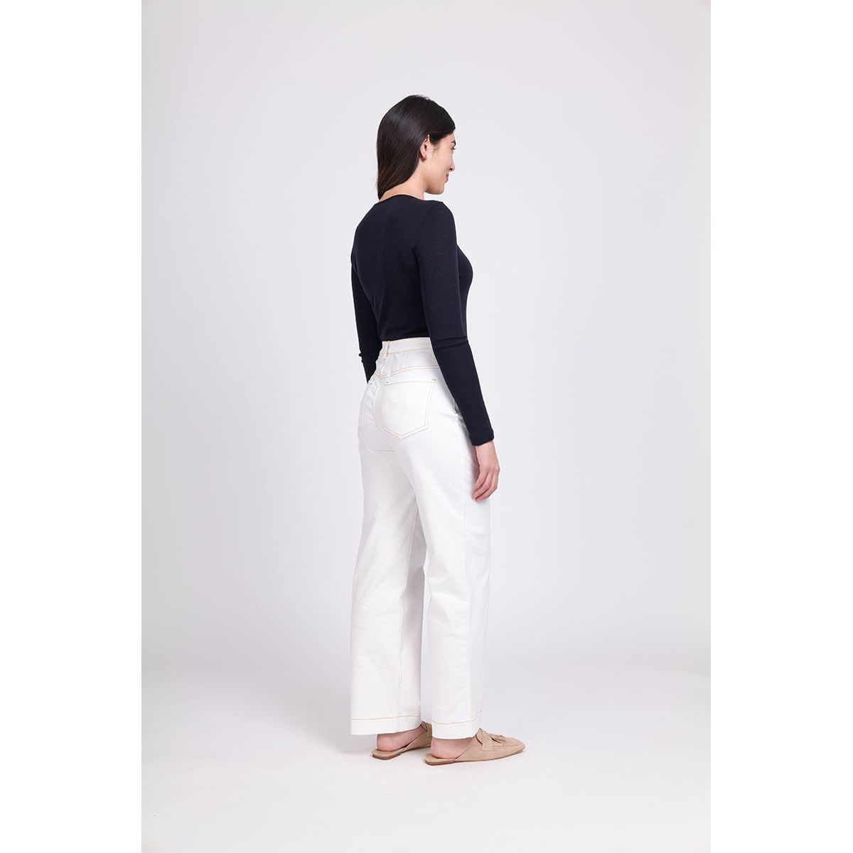 FINE MERINO CREW NECK TOP - TRUE NAVY
