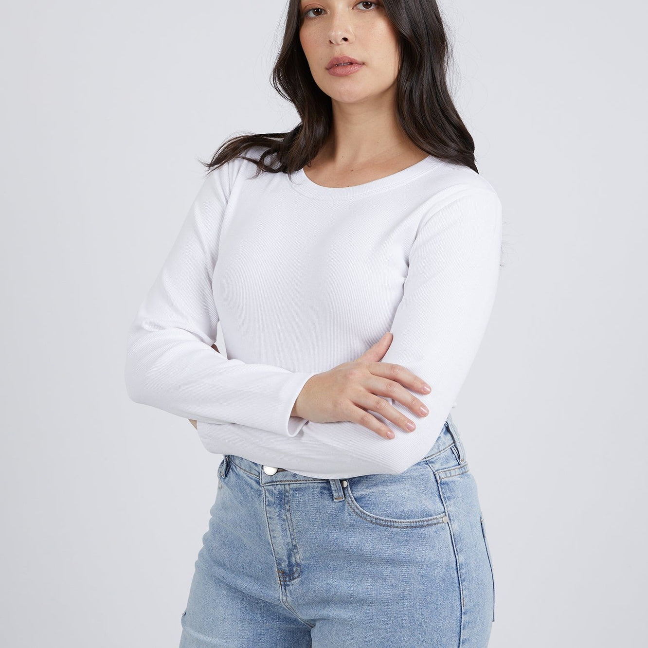 SCOOP L/S RIB - WHITE