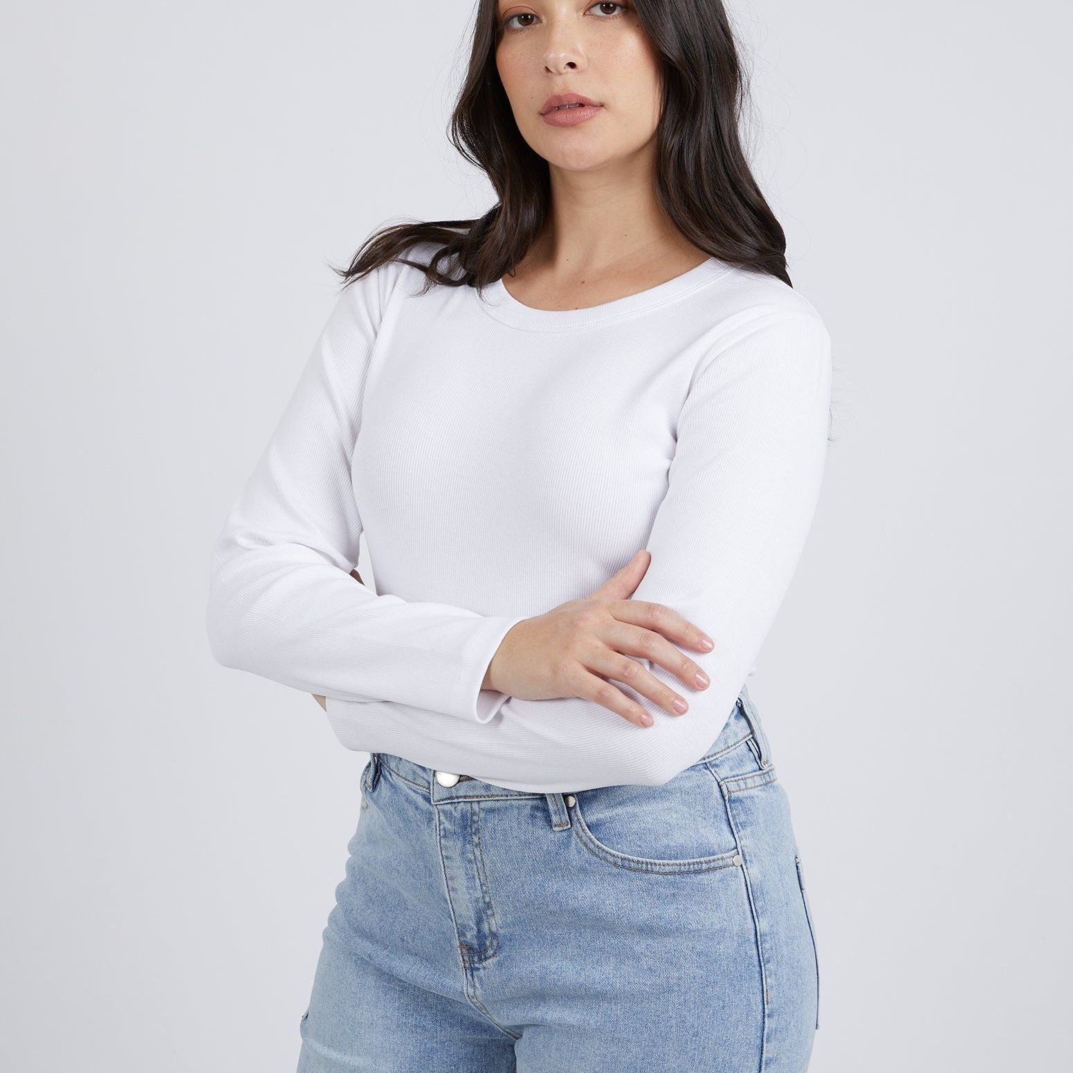 SCOOP L/S RIB - WHITE