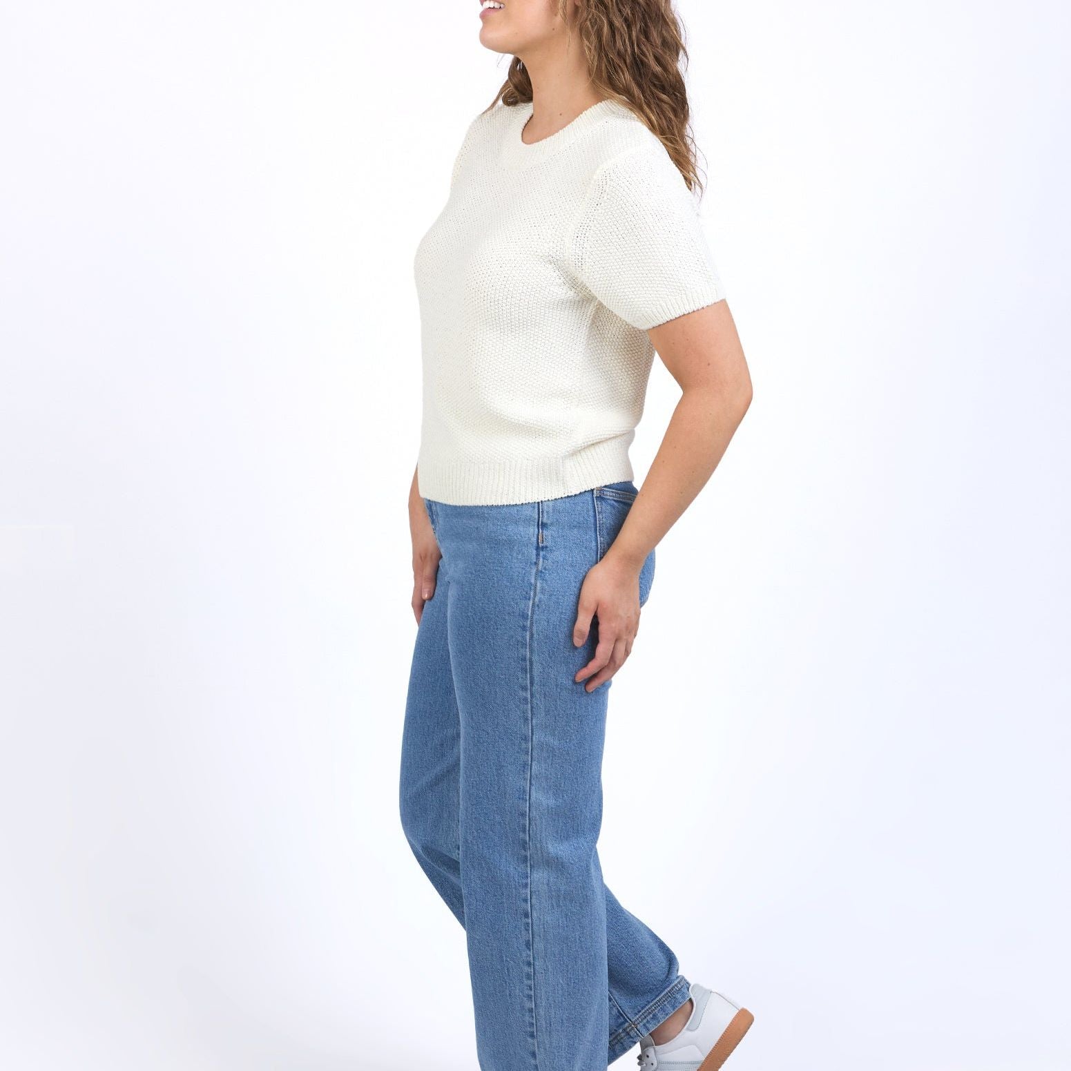 BLAIR SHORT SLEEVE KNIT - VINTAGE WHITE