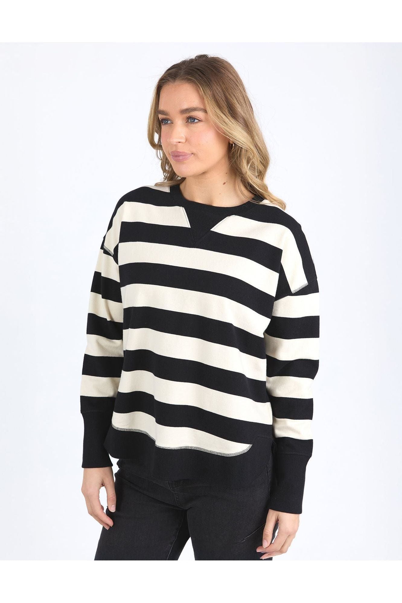 STRIPED DELILAH CREW - BLACK
