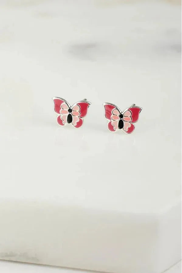 Pink Butterfly Stud