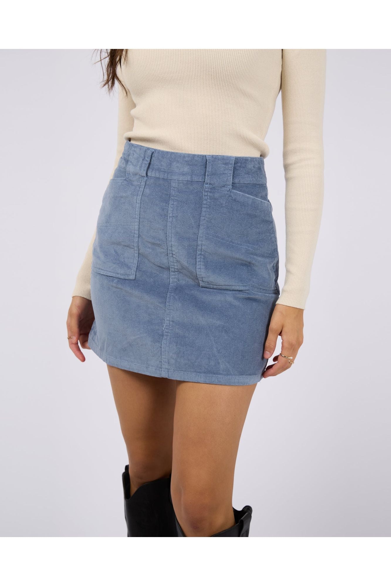 EMMA CORD SKIRT - LIGHT BLUE