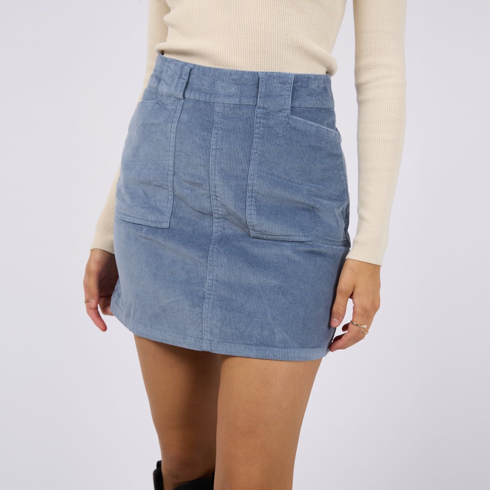 EMMA CORD SKIRT - LIGHT BLUE