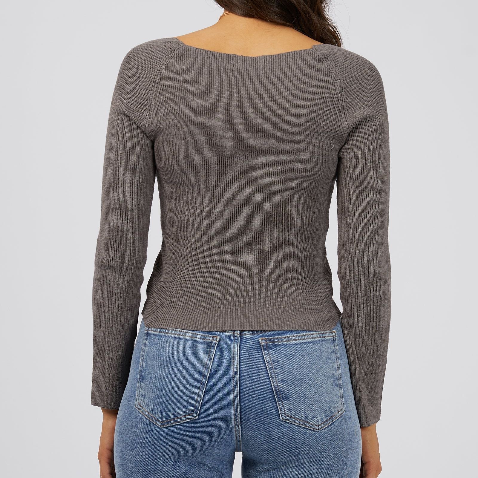 JESSA KNIT TOP - CHARCOAL