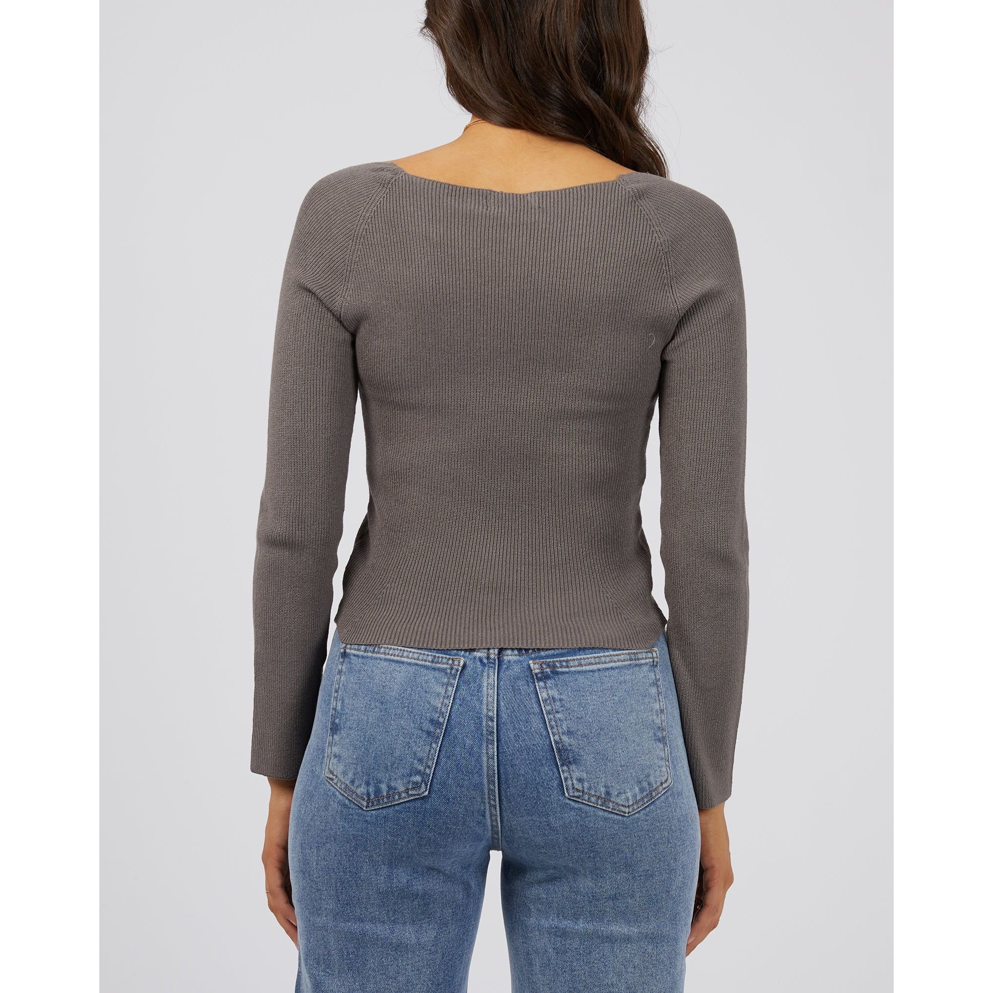 JESSA KNIT TOP - CHARCOAL