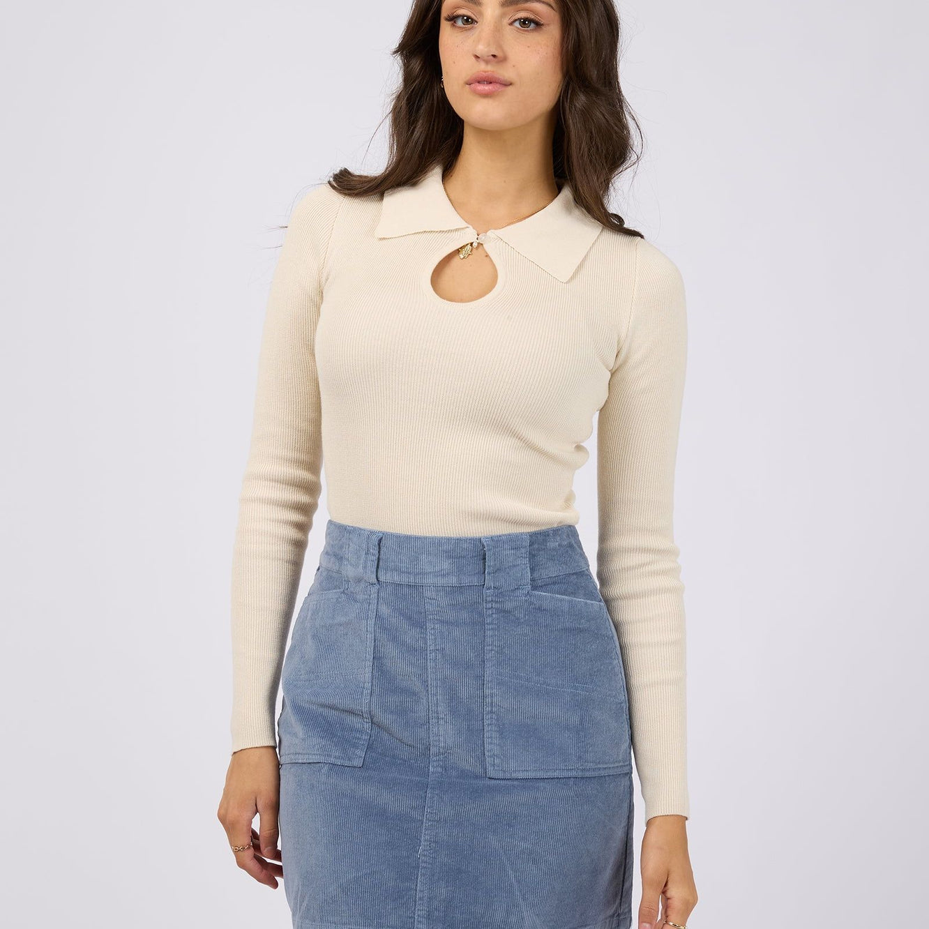 KENDRA KNIT TOP - VANILLA