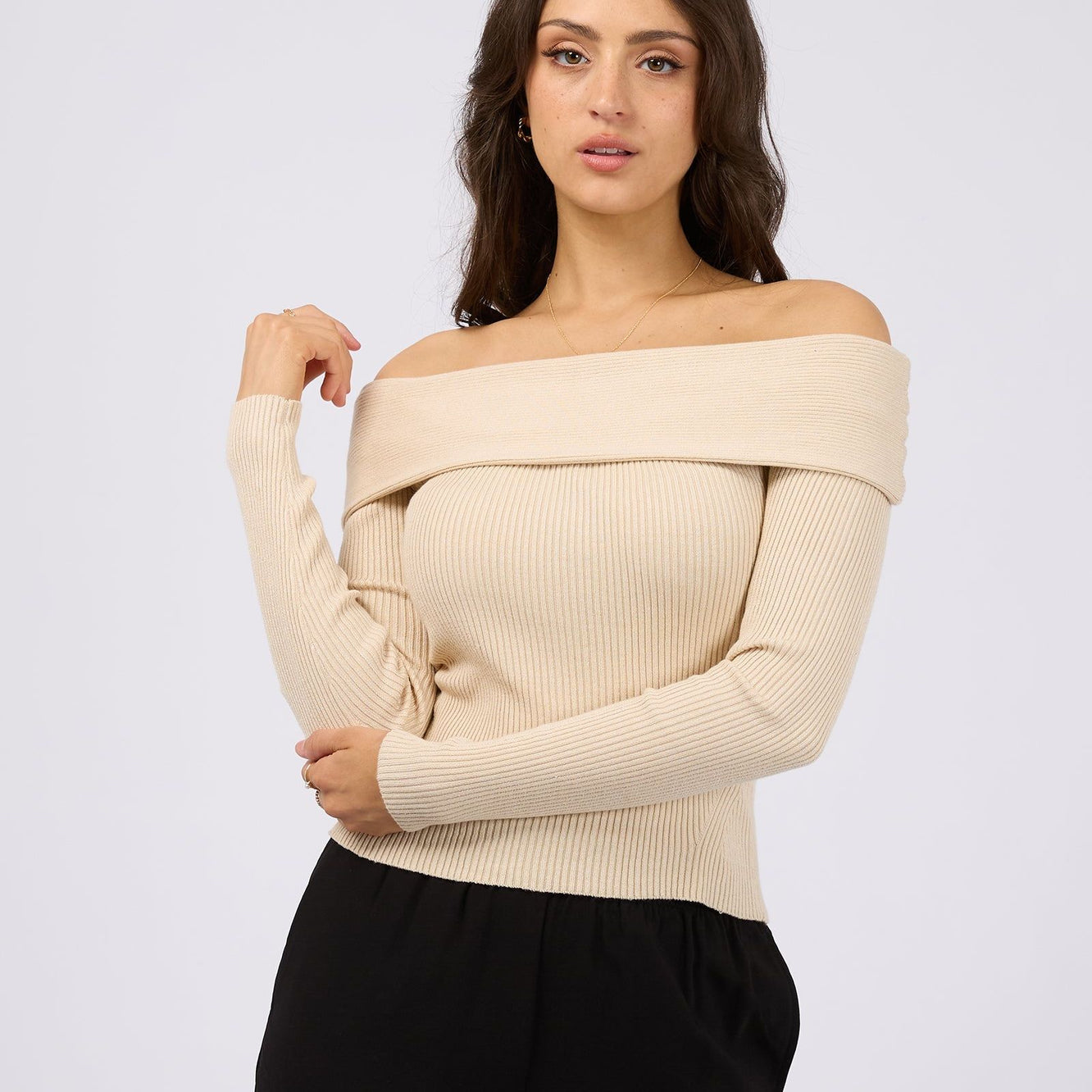 SABINE OFF SHOULDER KNIT - NATURAL