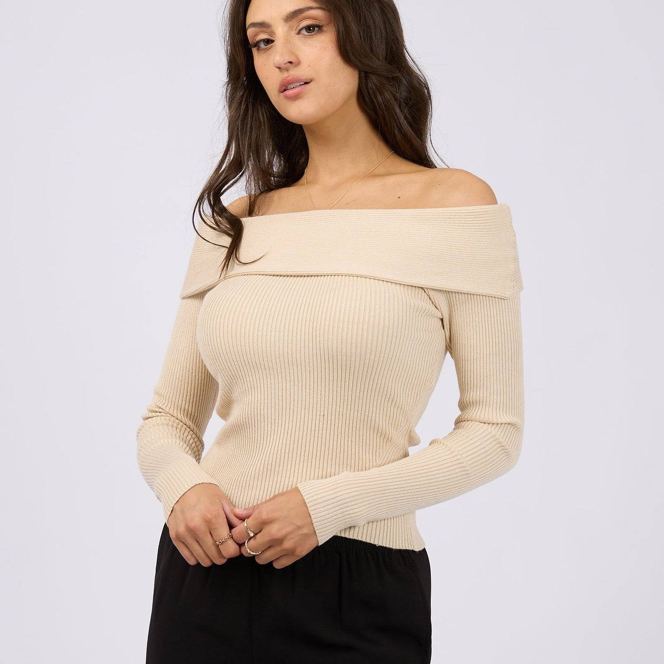 SABINE OFF SHOULDER KNIT - NATURAL