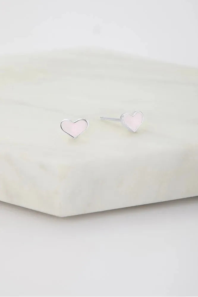 Love Stud Earring - Pink - 925 Sterling Silver