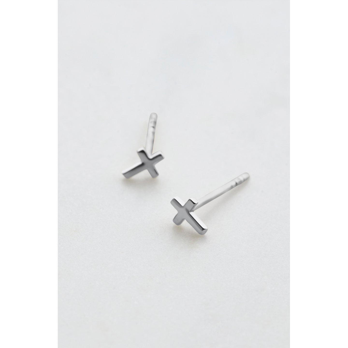 Cross Stud Earring - Silver