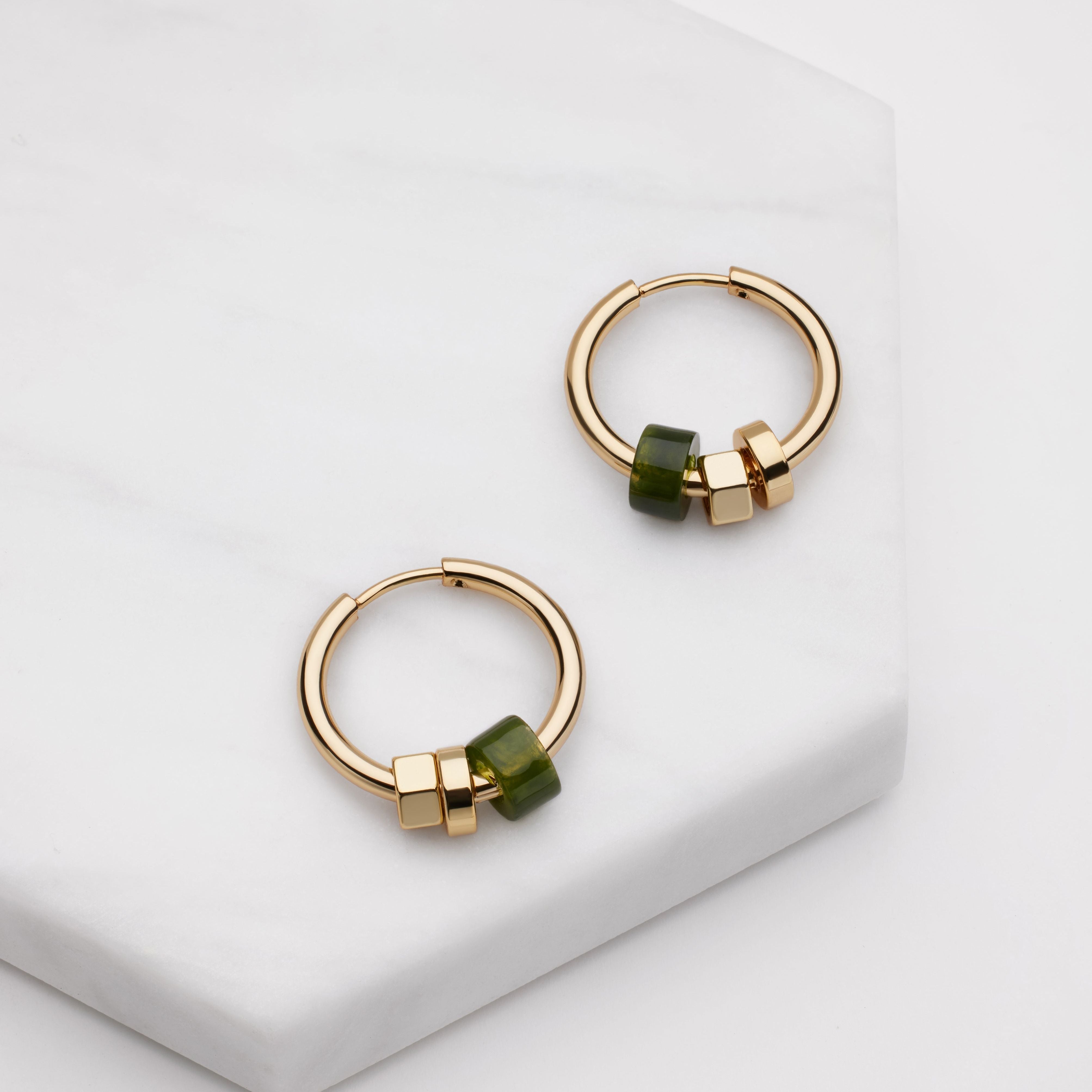 Amina Hoop - Olive/Gold