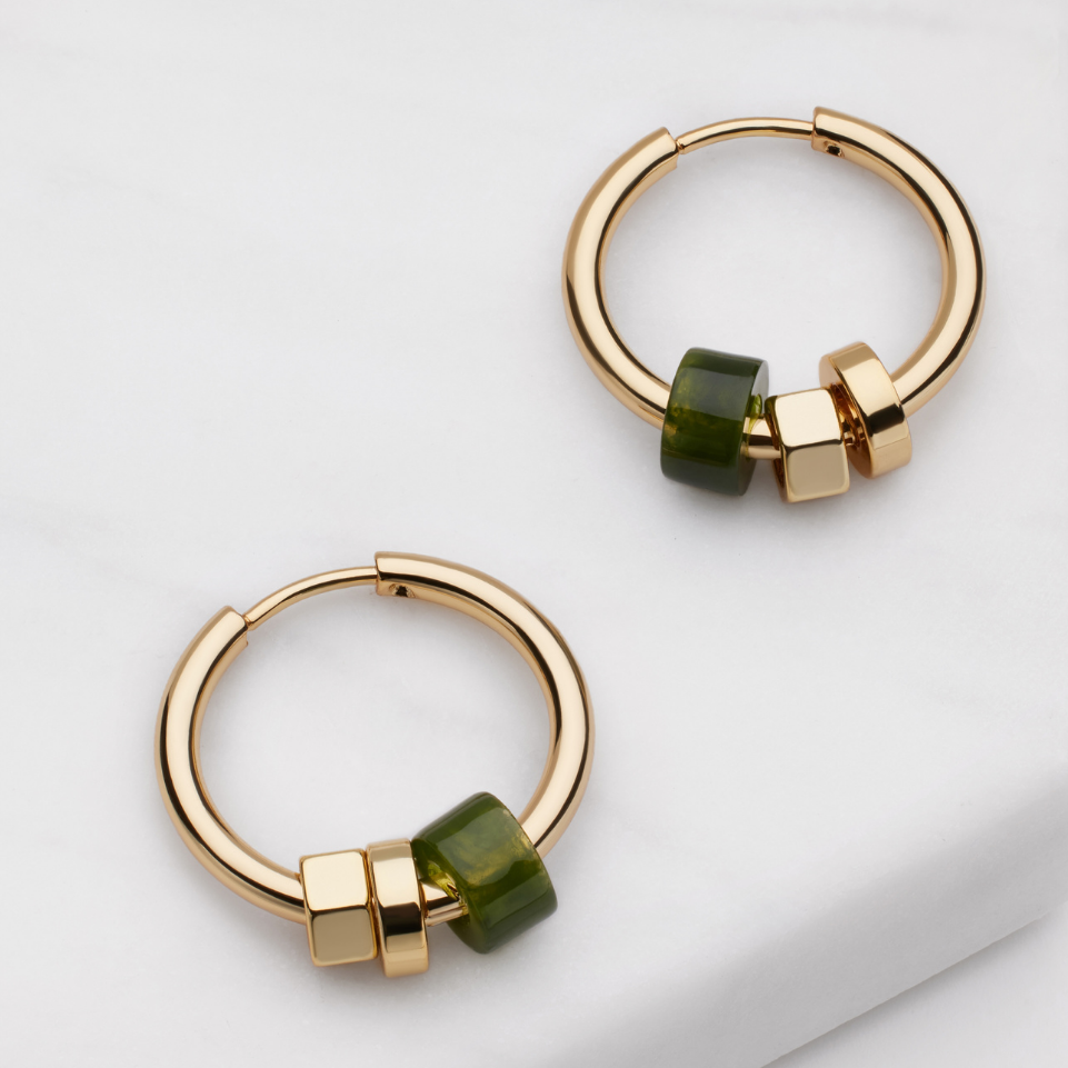 Amina Hoop - Olive/Gold