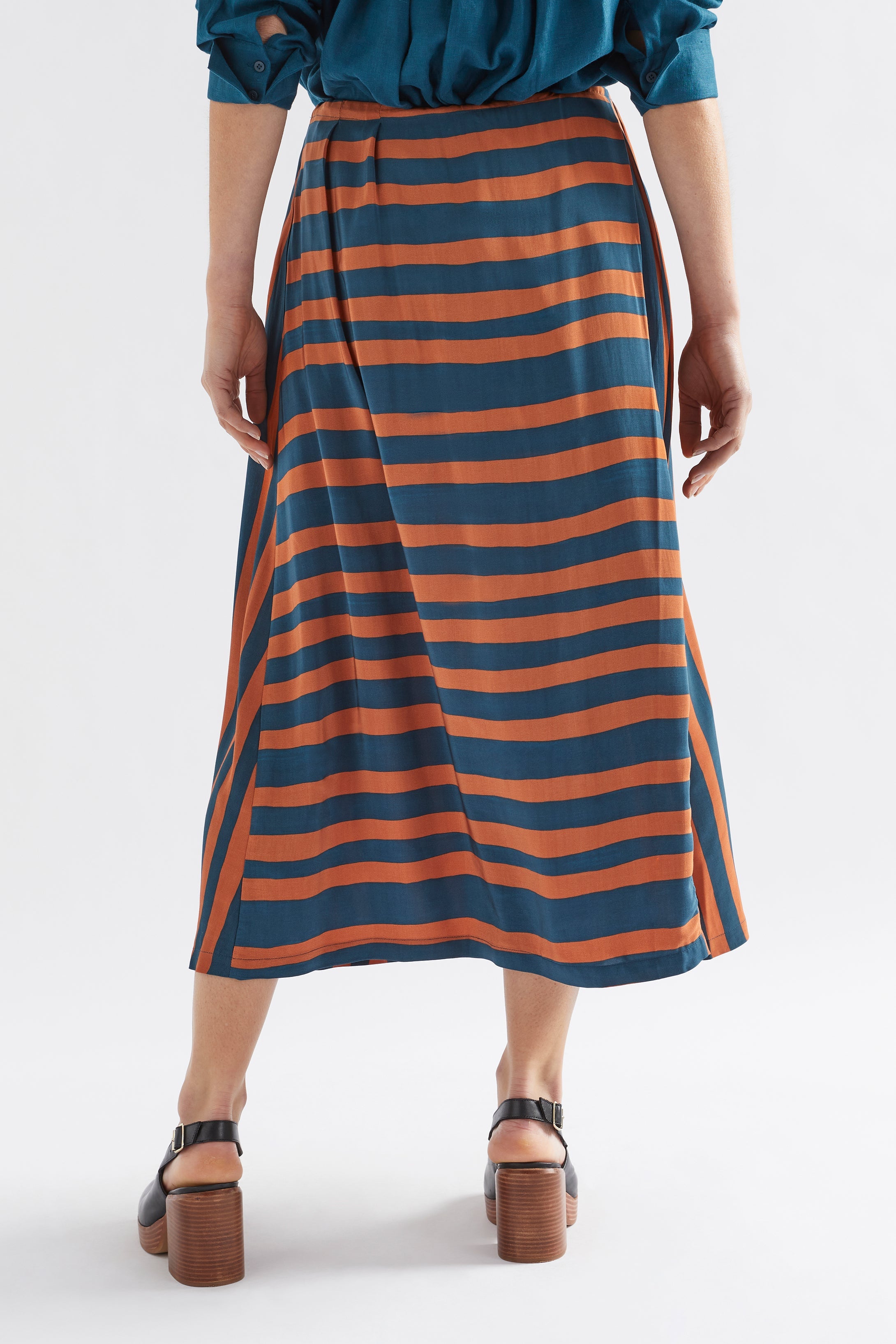 Tilbe Skirt - Bronze/Teal Paint Stripe