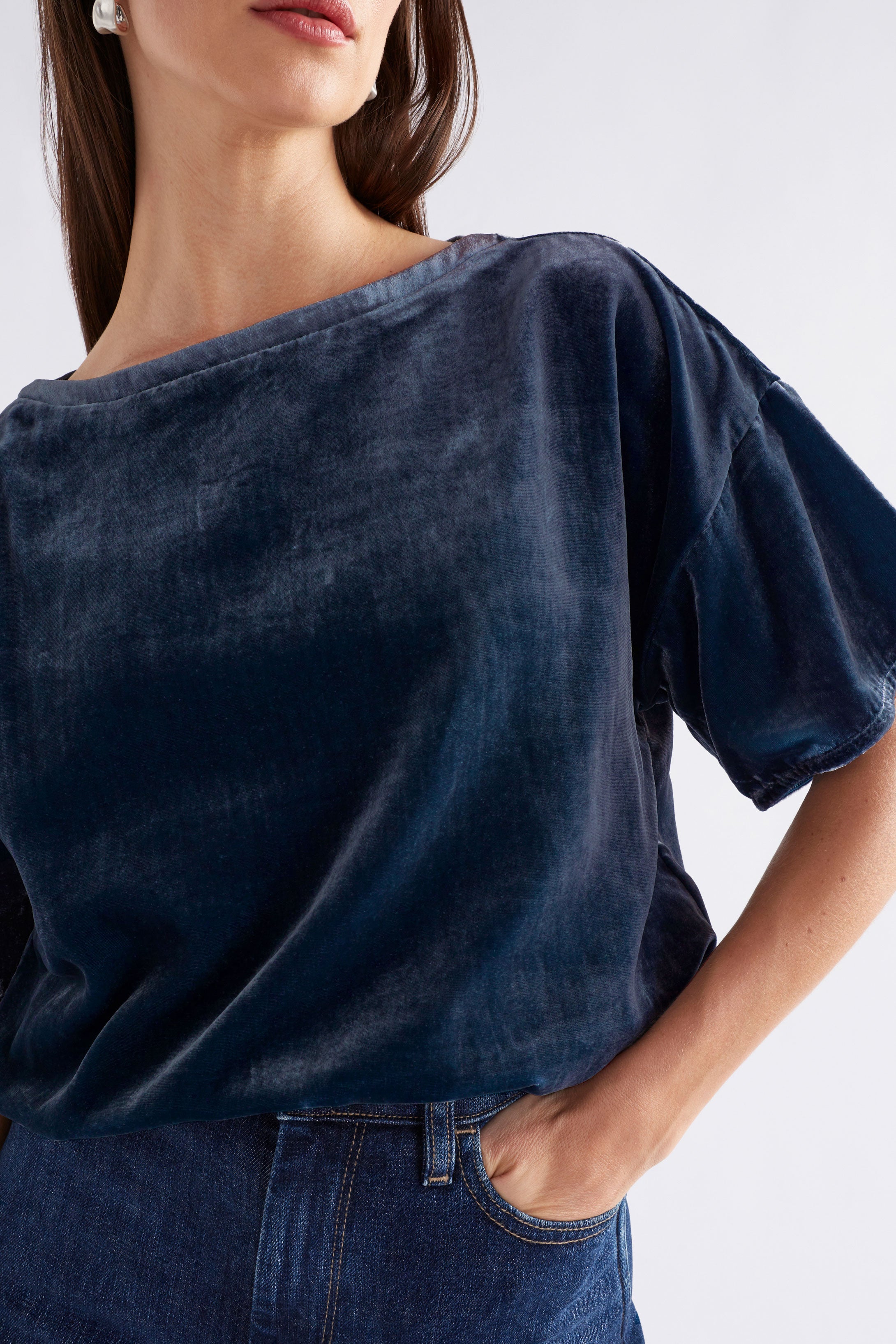 Suuri Velvet Top - Steel Blue