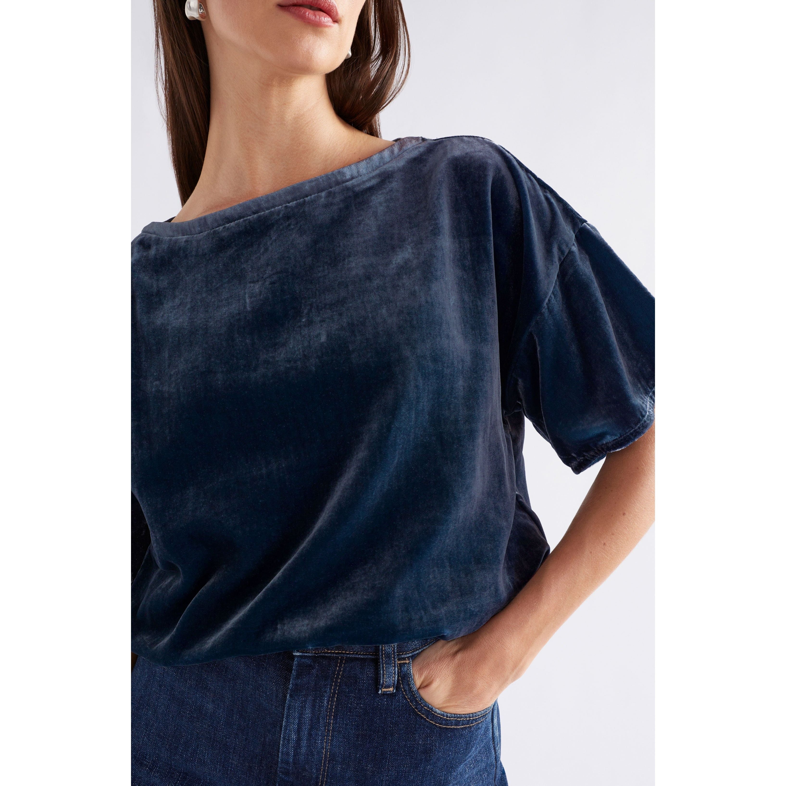 Suuri Velvet Top - Steel Blue