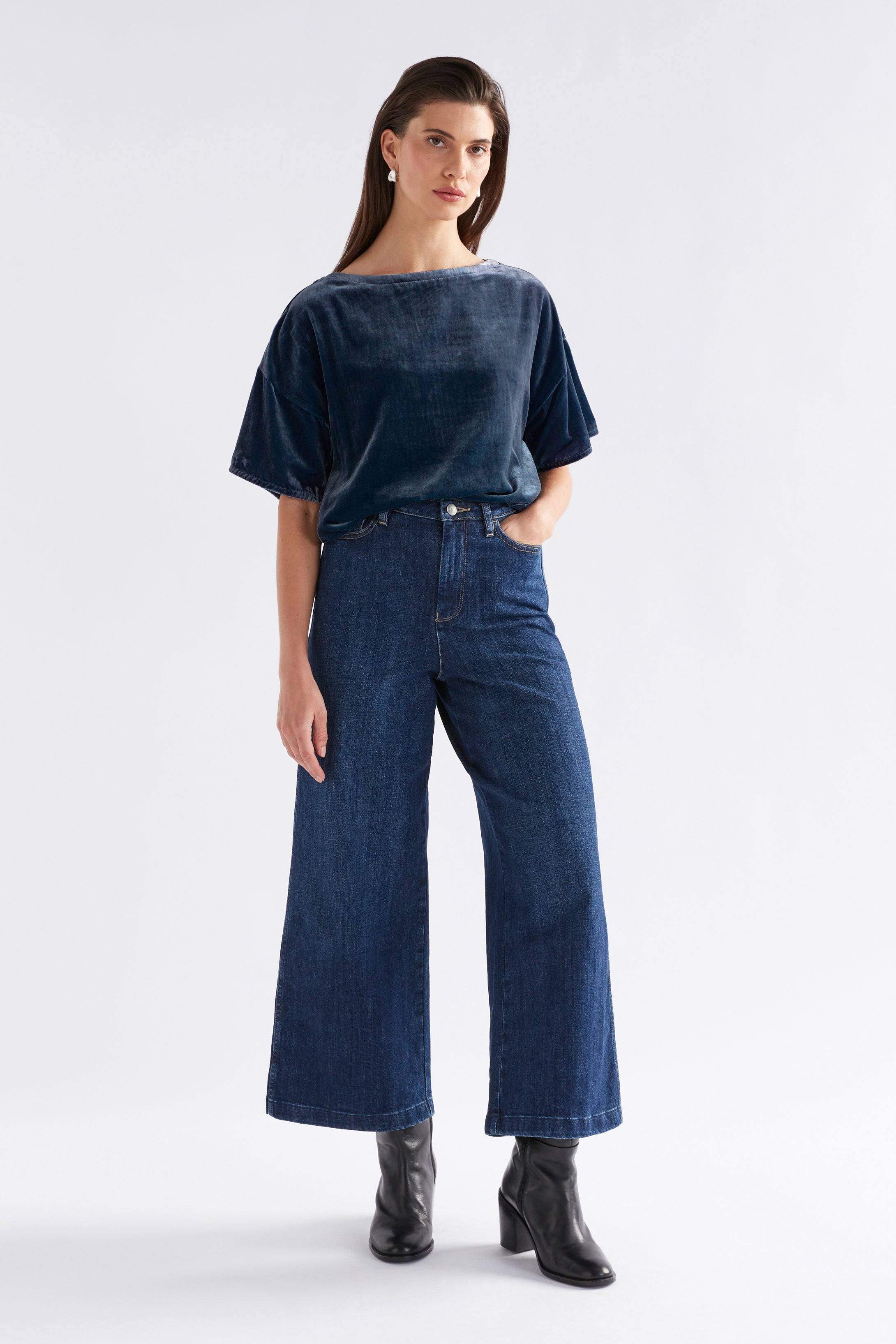 Suuri Velvet Top - Steel Blue