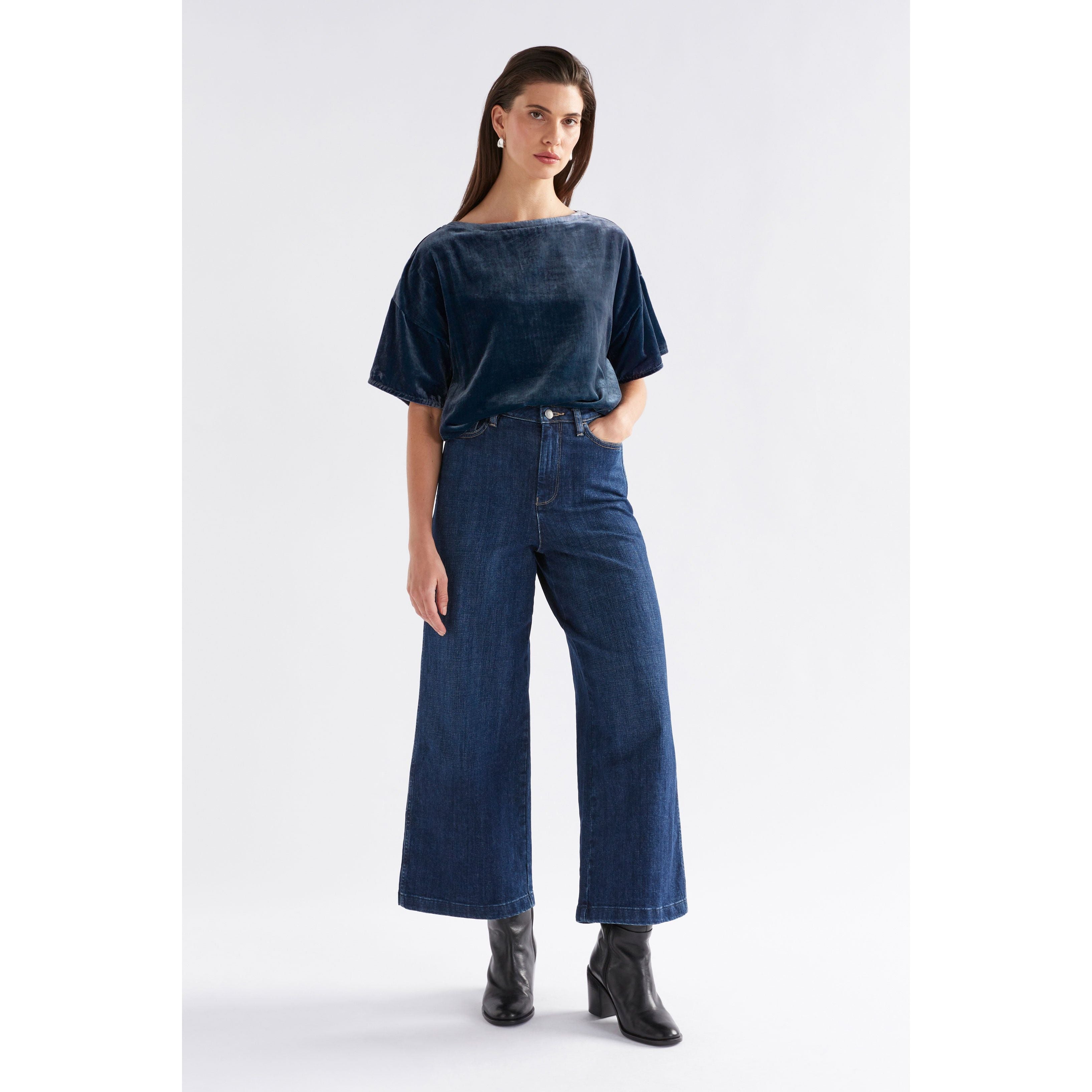 Suuri Velvet Top - Steel Blue
