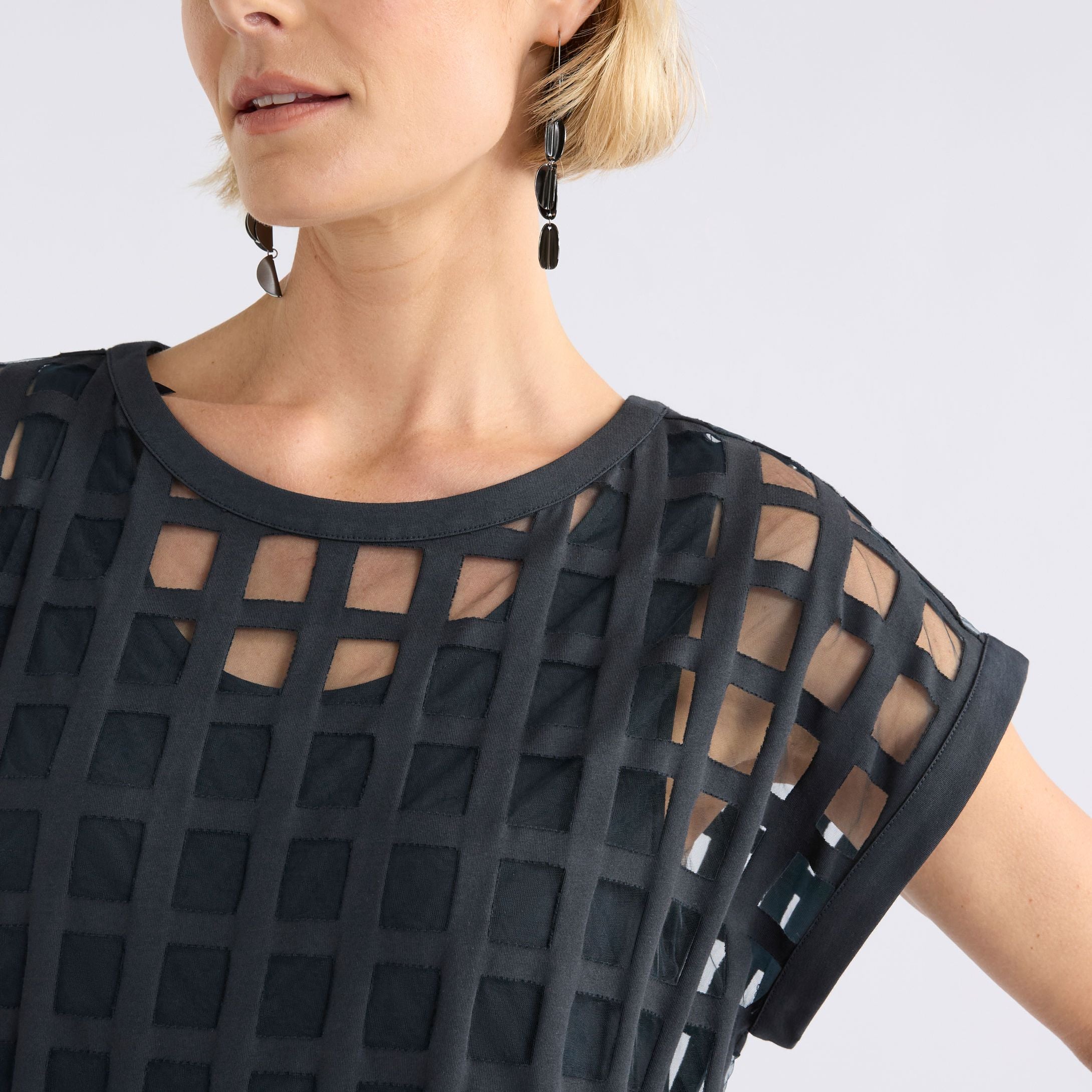 Grid Burnout Midi Dress - Space Blue
