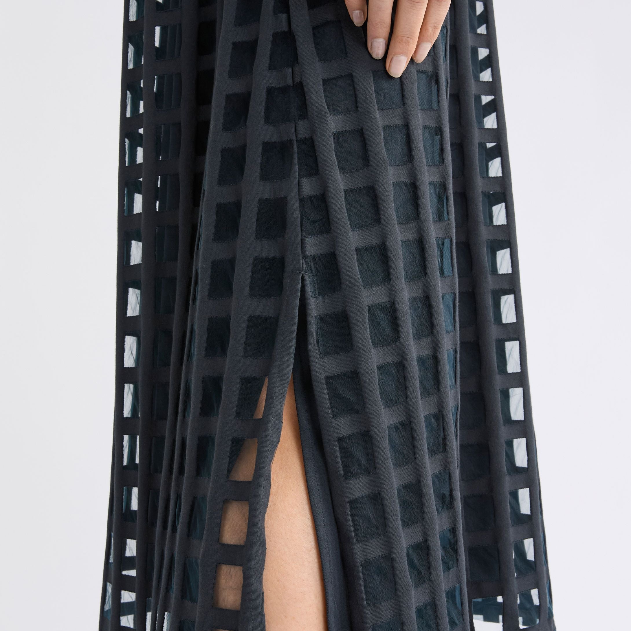 Grid Burnout Midi Dress - Space Blue