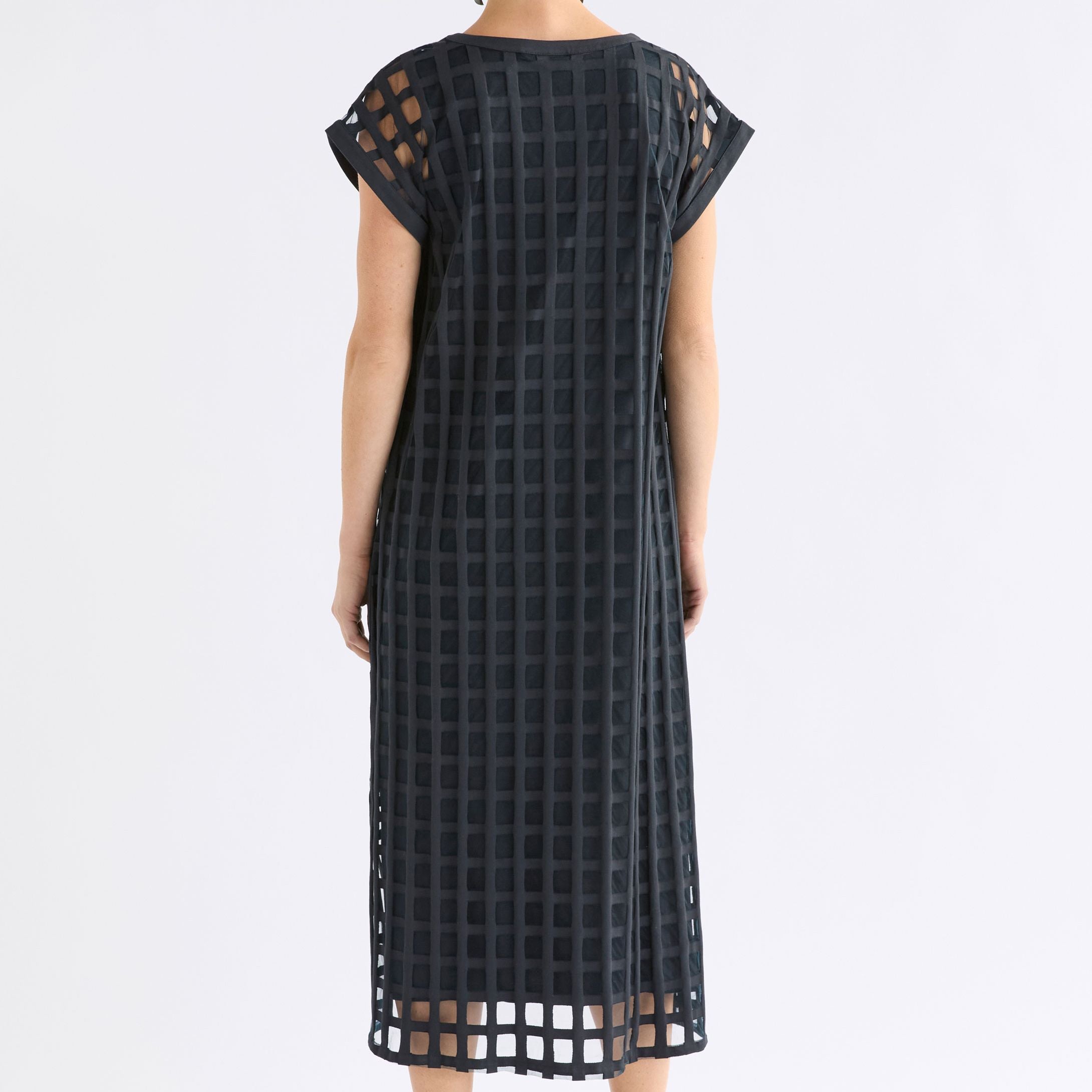 Grid Burnout Midi Dress - Space Blue