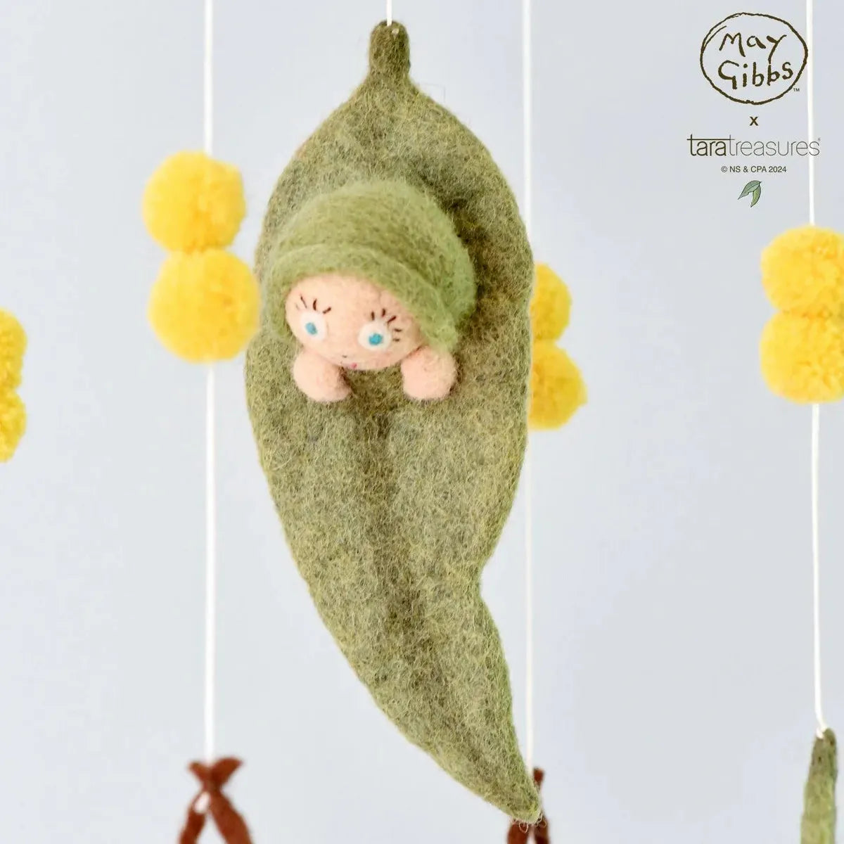 FELT COT MOBILE - May Gibbs Gumnut Baby