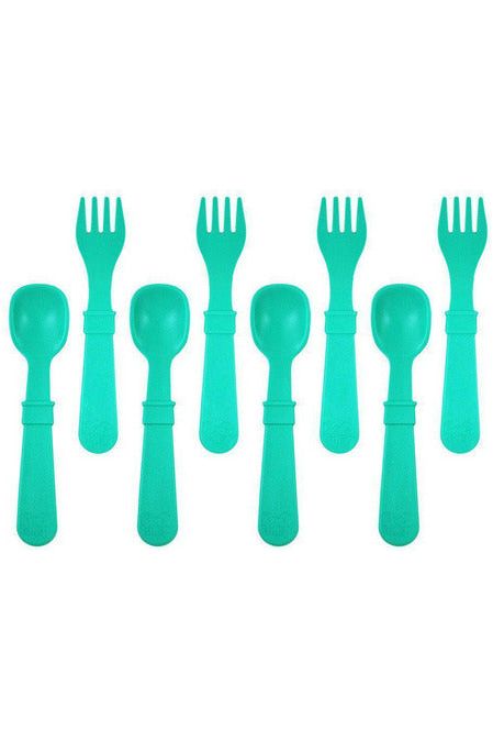 Re-Play Fork and Spoon Set - Aqua