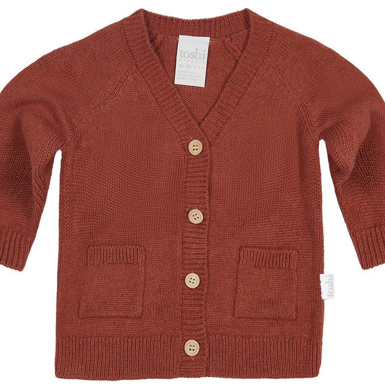 Organic Cardigan Remy - Red Gum