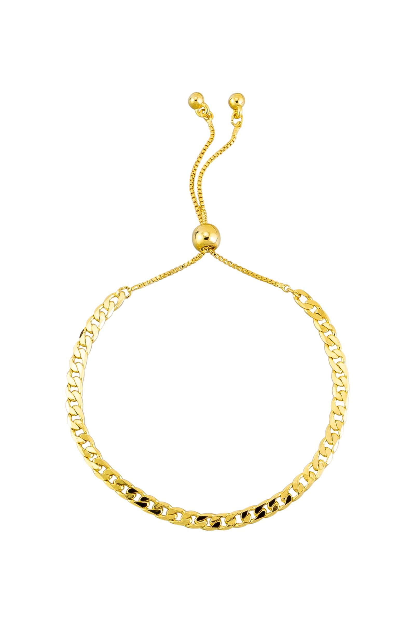 Gold Curb link Slider Bracelet