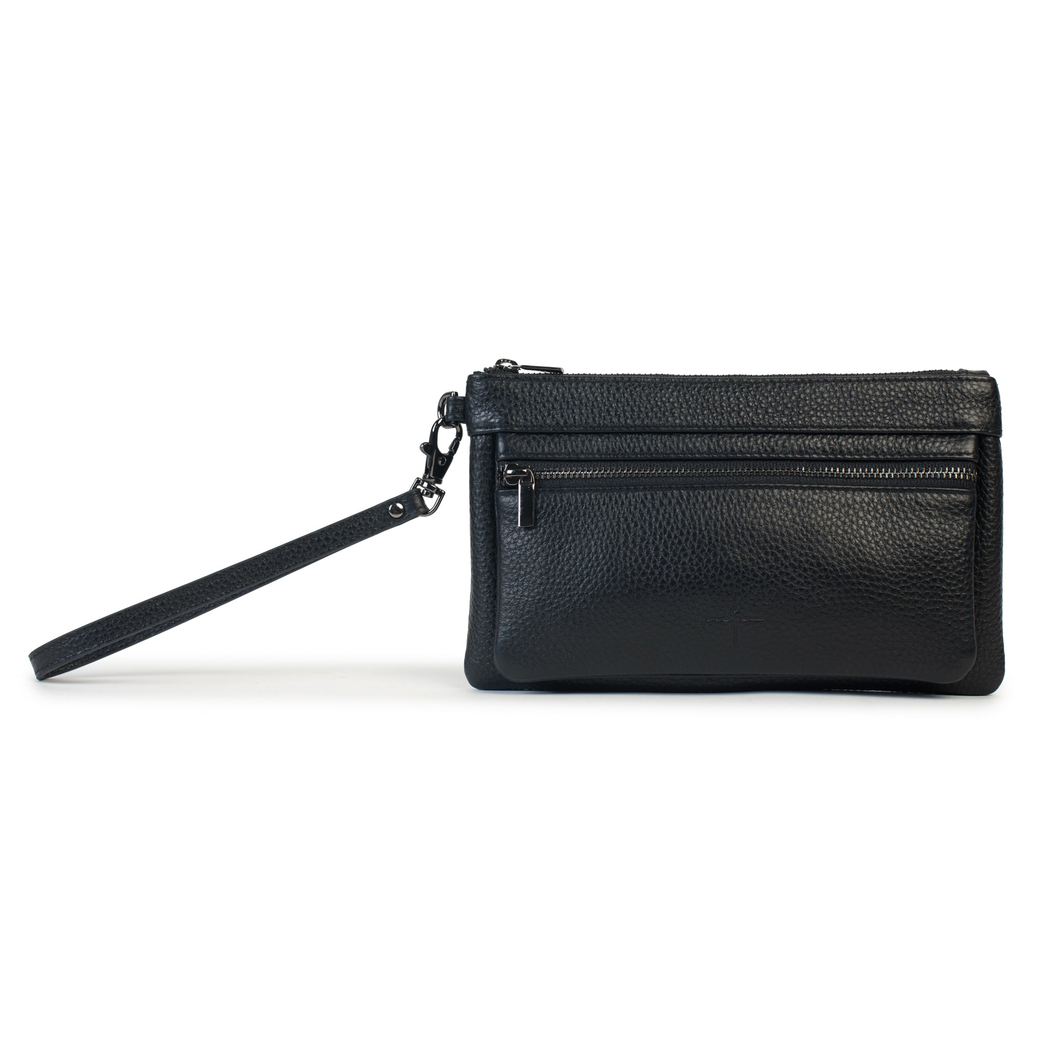 BETHANY ZIP CLUTCH - Pebbled Black