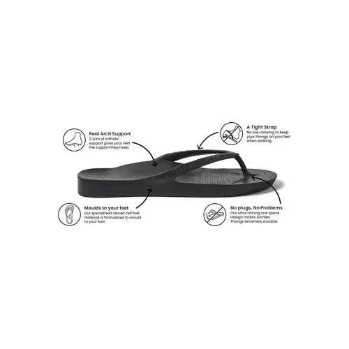 Archies Arch Support Thongs - Black