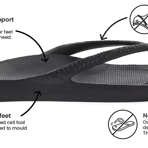 Archies Arch Support Thongs - - Kids -Black