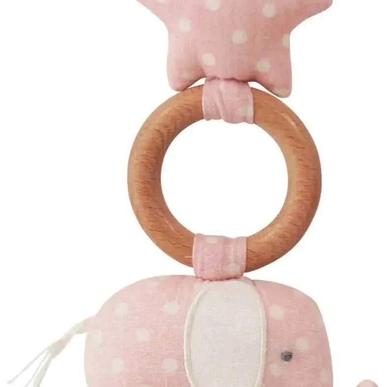 Elephant Star Teether - Pink/White Spot