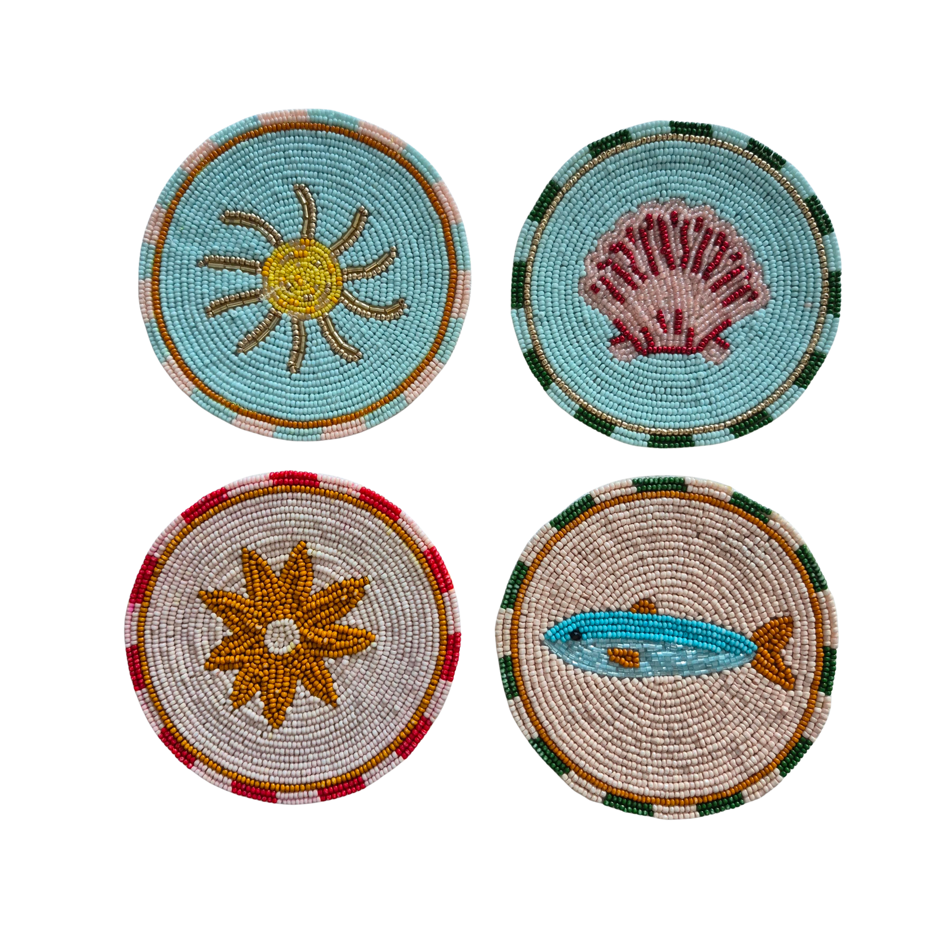 Zoda Beaded Coaster Set of 4
