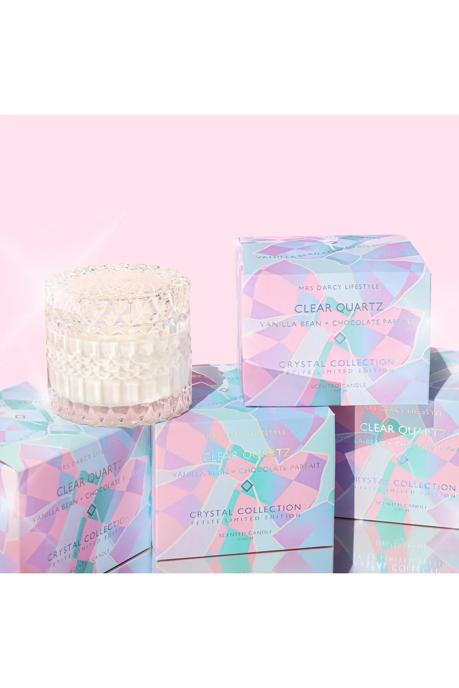 CLEAR QUARTZ CANDLE - PETITE - VANILLA BEAN + CHOCOLATE PARFAIT