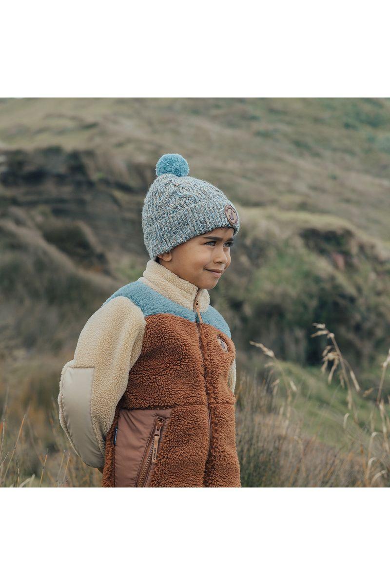 POM POM BEANIE - Blue Speckle