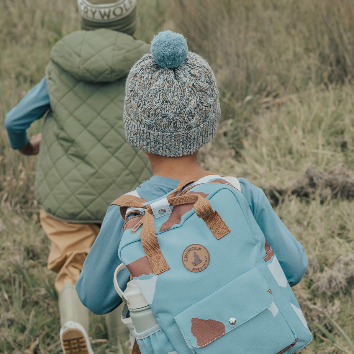 POM POM BEANIE - Blue Speckle