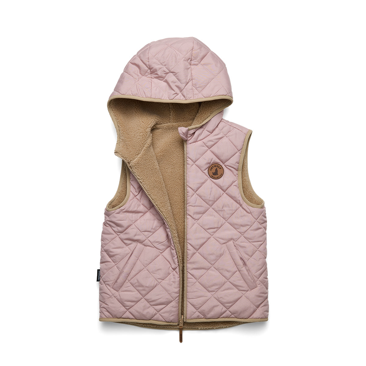 REVERSIBLE YETI VEST - Blush/Camel