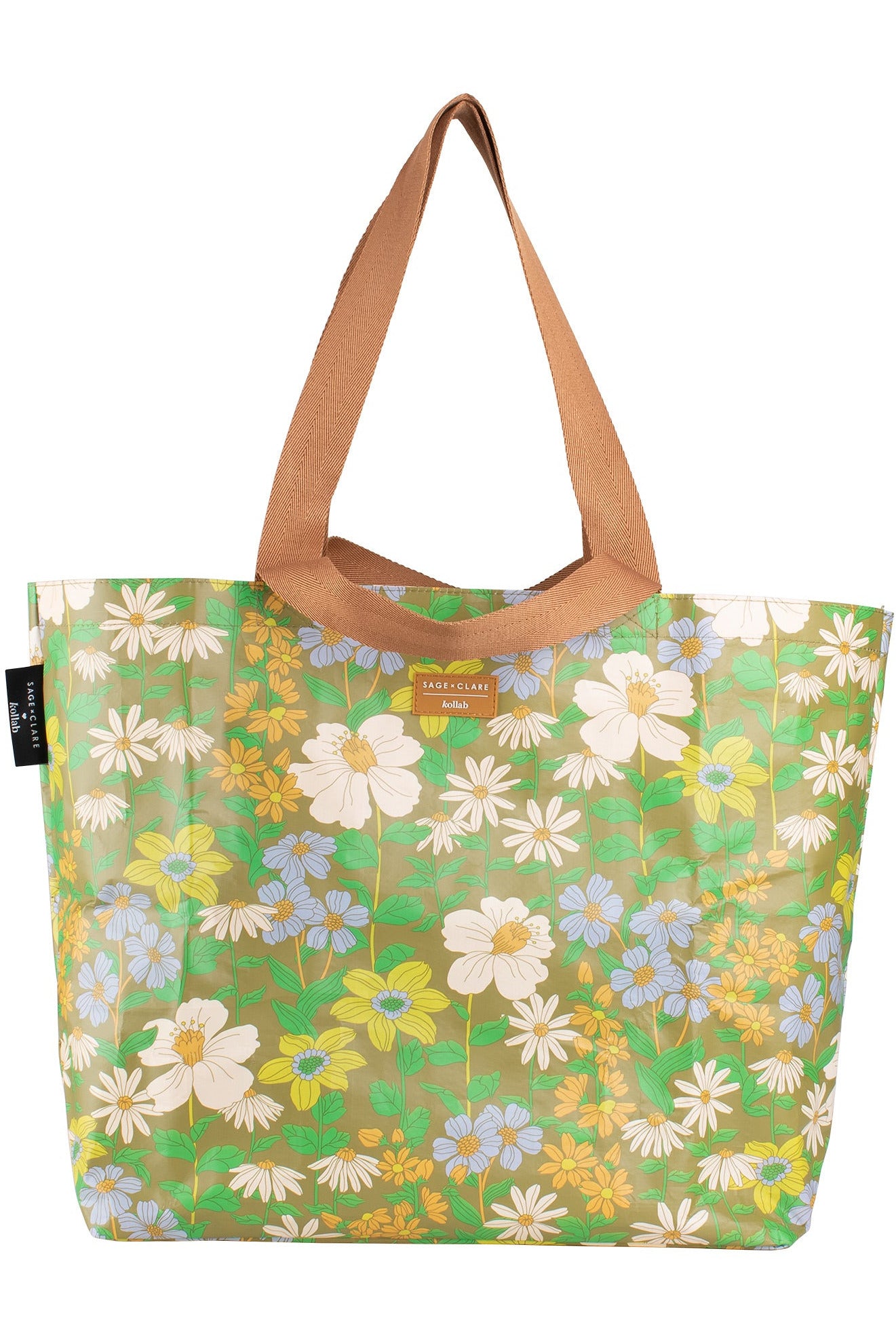 Kollab Shopper Tote - Floria - Sage x Clare Collaboration