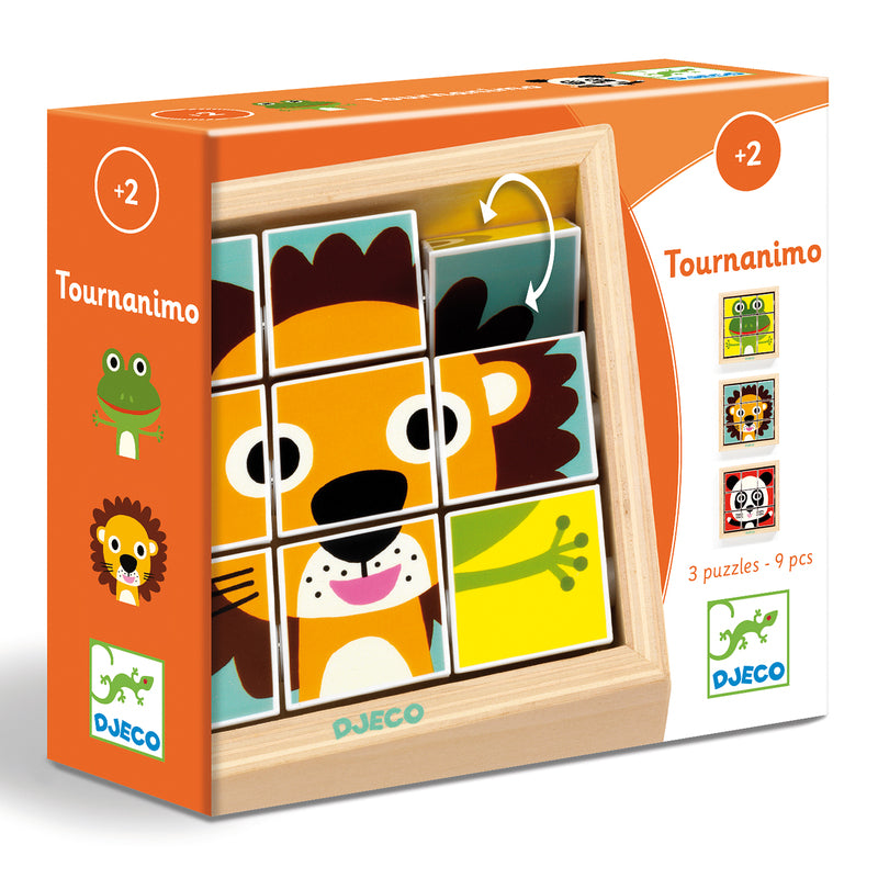 Touranimo (Safari) 9 Swivel Puzzles Pieces in Frame