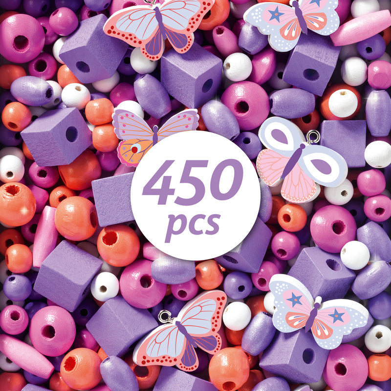 Butterfly Wooden Beads - purple