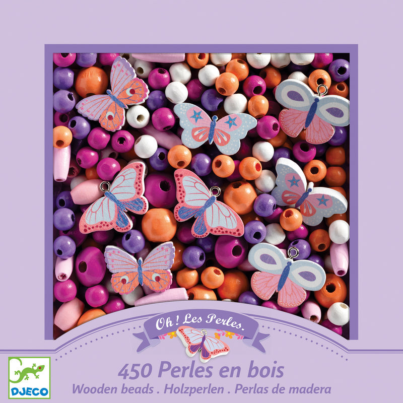 Butterfly Wooden Beads - purple
